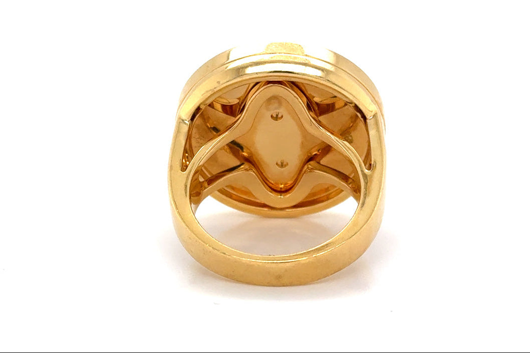 vintage cartier pasha mother of pearl diamond ring in 18k yellow gold