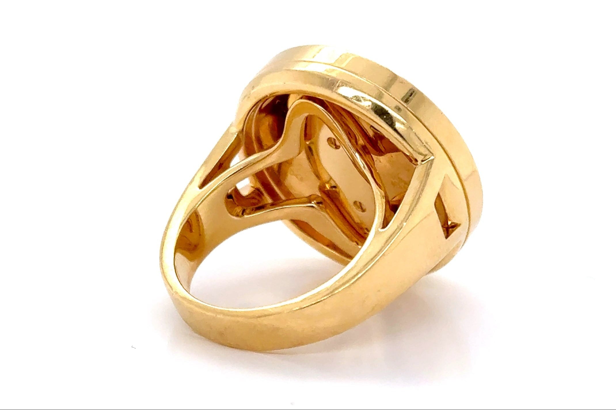 vintage cartier pasha mother of pearl diamond ring in 18k yellow gold