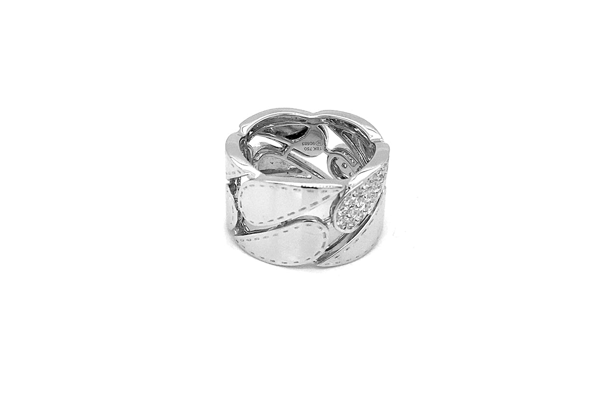 18k white gold Cascade ring with channel-set diamonds totaling 0.42 cts