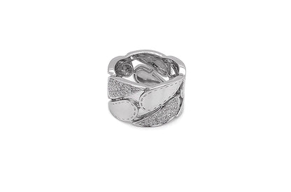 18k white gold Cascade ring with channel-set diamonds totaling 0.42 cts