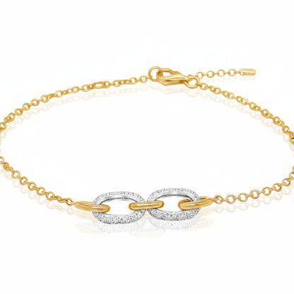 18k yellow gold bracelet with interlocking links and 132 diamonds totaling 0.63 carats