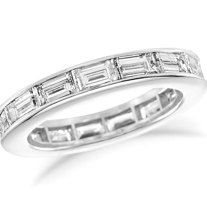 18k gold channel-set band with baguette diamonds flush in linear alignment