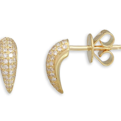 14k gold stud earrings with claw setting and central diamond