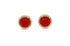 Coral and diamond halo stud earrings in 18k gold