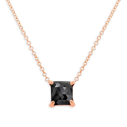 18k gold necklace with 1.02 ct cushion-cut black diamond pendant