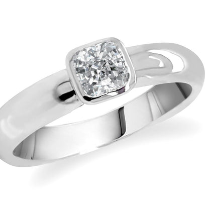 platinum solitaire ring with cushion-cut diamond