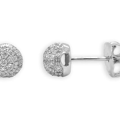 18k gold diamond ball stud earrings with micro-pavé detailing