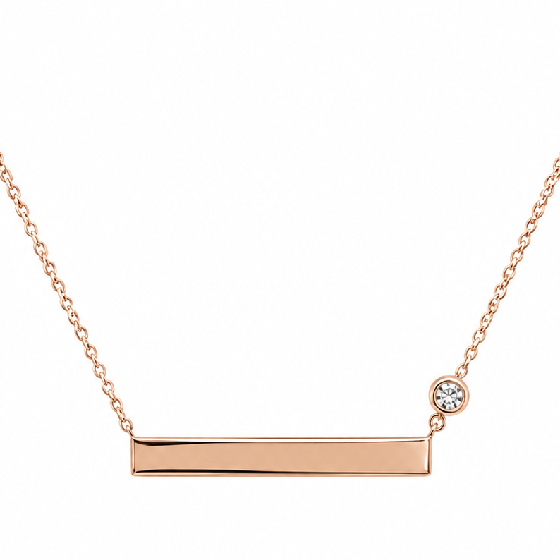 14k rose gold diamond bar pendant necklace