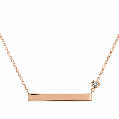 14k rose gold diamond bar pendant necklace