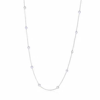 18k gold diamond-by-the-yard necklace with spaced bezel-set diamonds