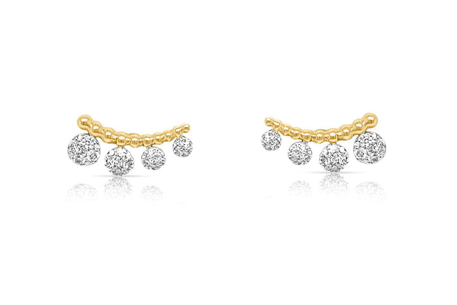 diamond circle ear crawler earrings in 18k gold with round brilliant diamonds