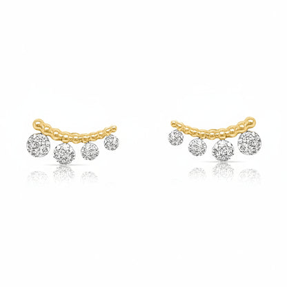 diamond circle ear crawler earrings in 18k gold with round brilliant diamonds