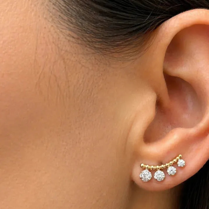 diamond circle ear crawler earrings in 18k gold with round brilliant diamonds