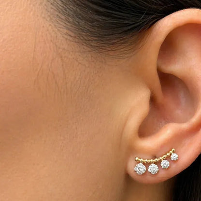 diamond circle ear crawler earrings in 18k gold with round brilliant diamonds