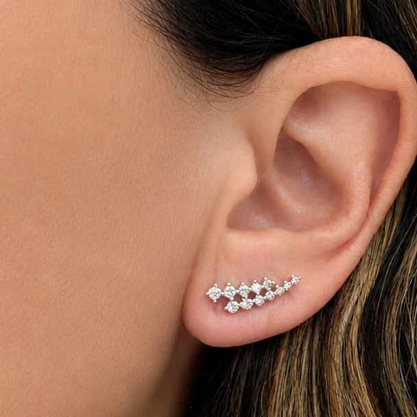 14k gold diamond crawler earrings by Diamond Tales