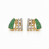 14k two tone gold stud earrings with diamonds and natural emeralds