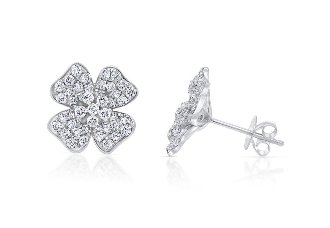 Diamond flower cluster earrings in 18k gold