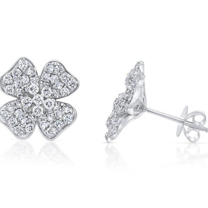Diamond flower cluster earrings in 18k gold