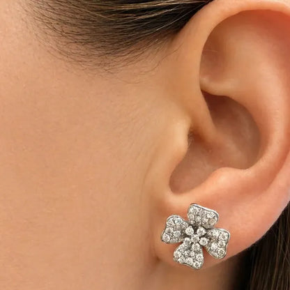 Diamond flower cluster earrings in 18k gold