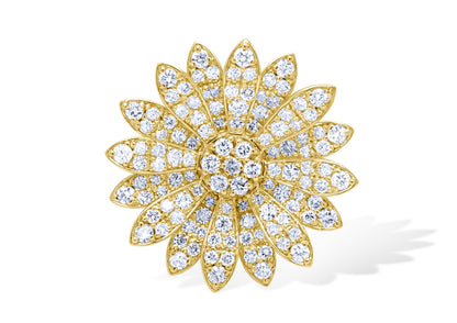 Floral round diamond stud earrings in 18k yellow gold – Diamond Tales