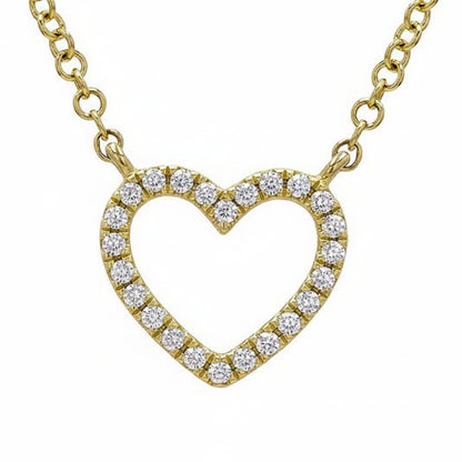 diamond heart pendant necklace in 14k gold with diamond accents