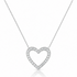 14k white gold heart pendant necklace outlined with 26 diamonds
