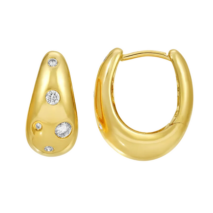 diamond hoop earrings in 14k yellow gold with round brilliant diamonds