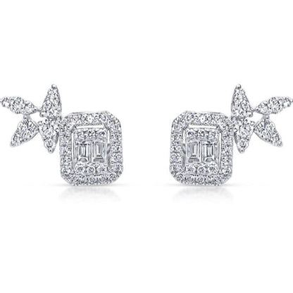 Illusion diamond halo stud earrings in 18k white gold – Diamond Tales