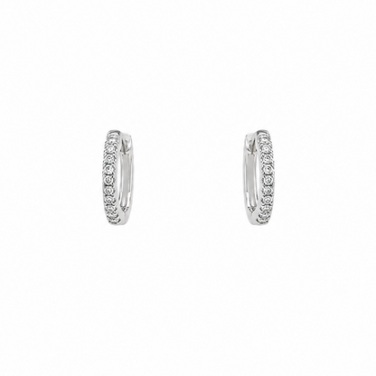 14k white gold mini hoop earrings with 22 natural diamonds