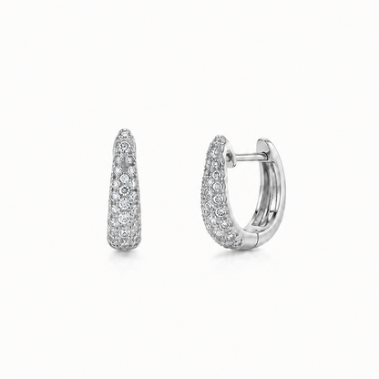 14k white gold mini hoop earrings with 0.22 ct diamonds