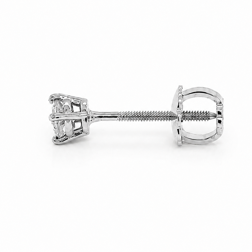 18k white gold diamond mini stud earrings with screw backs