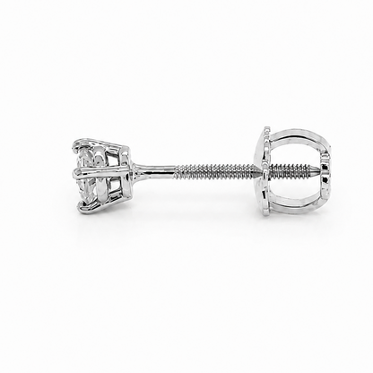 18k white gold diamond mini stud earrings with screw backs