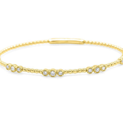 diamond open bangle bracelet in 14k yellow gold with diamond accents