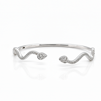 14k white gold open cuff bracelet with 62 natural diamonds