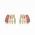 14k two tone gold stud earrings with diamonds and natural rubies
