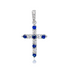 18k gold cross pendant with round brilliant diamonds and blue sapphires by Diamond Tales
