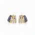 14k two tone gold stud earrings with diamonds and blue sapphires