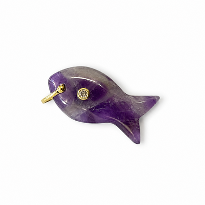 Amethyst fish charm with cubic zirconia eye on yellow gold plated sterling silver – Diamond Tales Summer 2026