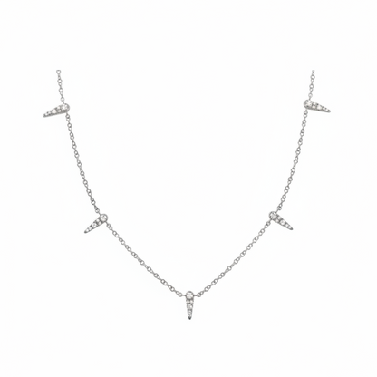 diamond triangle station necklace in 14k gold with geometric triangle motifs