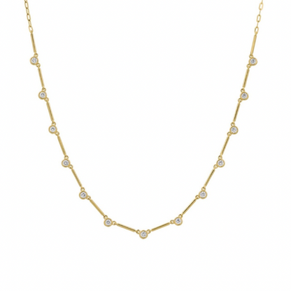 diamond triangle station necklace in 14k gold with geometric triangle motifs
