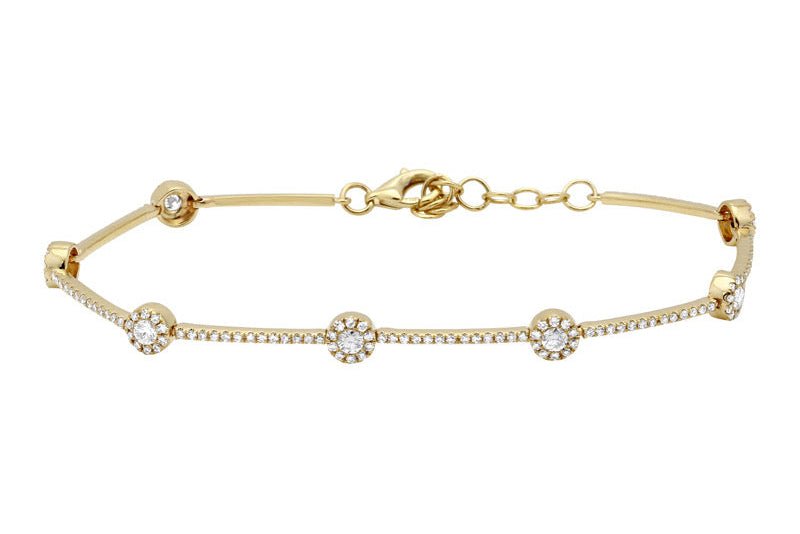 18k white gold bracelet with gold dots and round brilliant diamonds by Diamond Tales