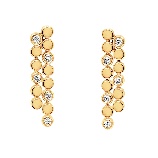 14k gold double inline round diamond drop earrings by Diamond Tales