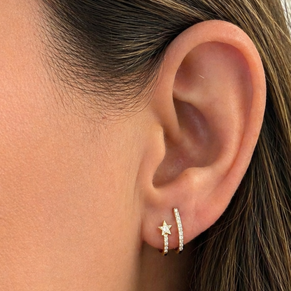 14k gold double row star diamond earrings by Diamond Tales