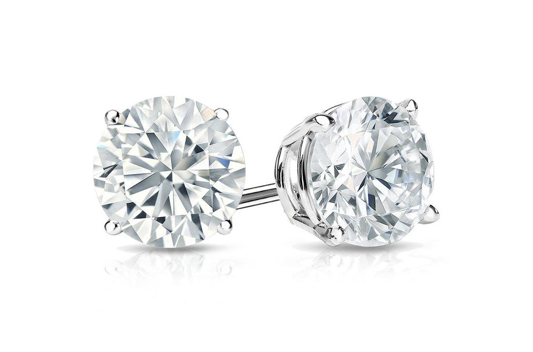 Earrings 1.20 cts GIA Natural Round Diamonds G-H VS2 18kt Gold Studs - Diamond Tales Fine Jewelry