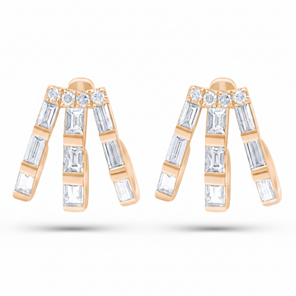 14k yellow gold cage lobe studs pavé-set with round brilliant diamonds
