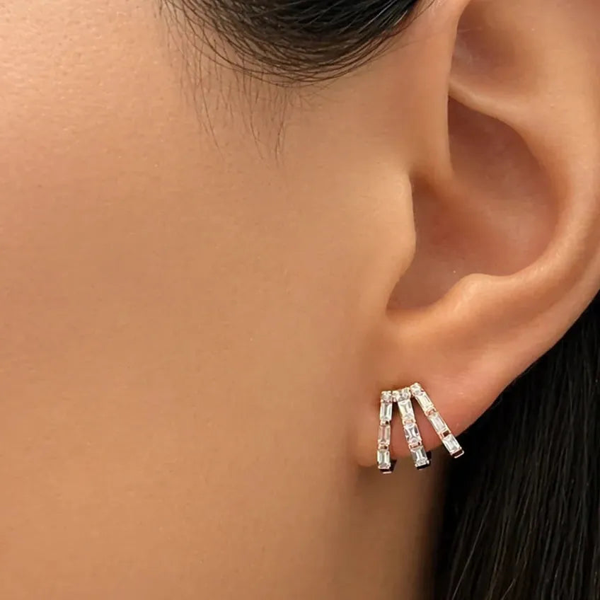 14k yellow gold cage lobe studs pavé-set with round brilliant diamonds
