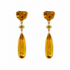 Pair of 14k gold drop earrings with four natural citrines and yellow sapphire accents