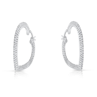 18k yellow gold heart-shaped hoop earrings pavé-set with round brilliant diamonds