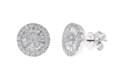Earrings 18kt Gold Baguette & Round Diamonds - Diamond Tales Fine Jewelry