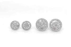 Earrings 18kt Gold Baguette & Round Diamonds - Diamond Tales Fine Jewelry